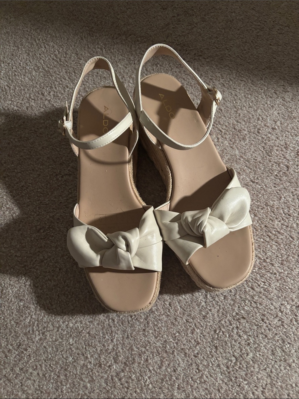 ALDO Cream Knot Front Espadrille Wedge Sandals